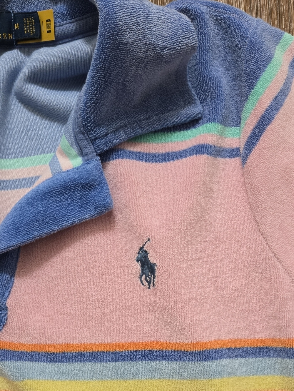 Polo by Ralph Lauren Pastel Striped Knit Polo Tee/Size Med - Picture 5 of 6